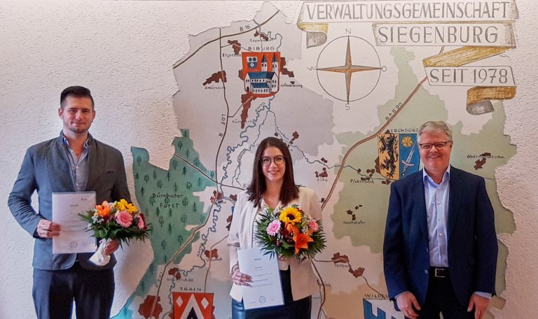 VG-Vorsitzender Zeitler mit Stefanie Gruber und André Lehmann