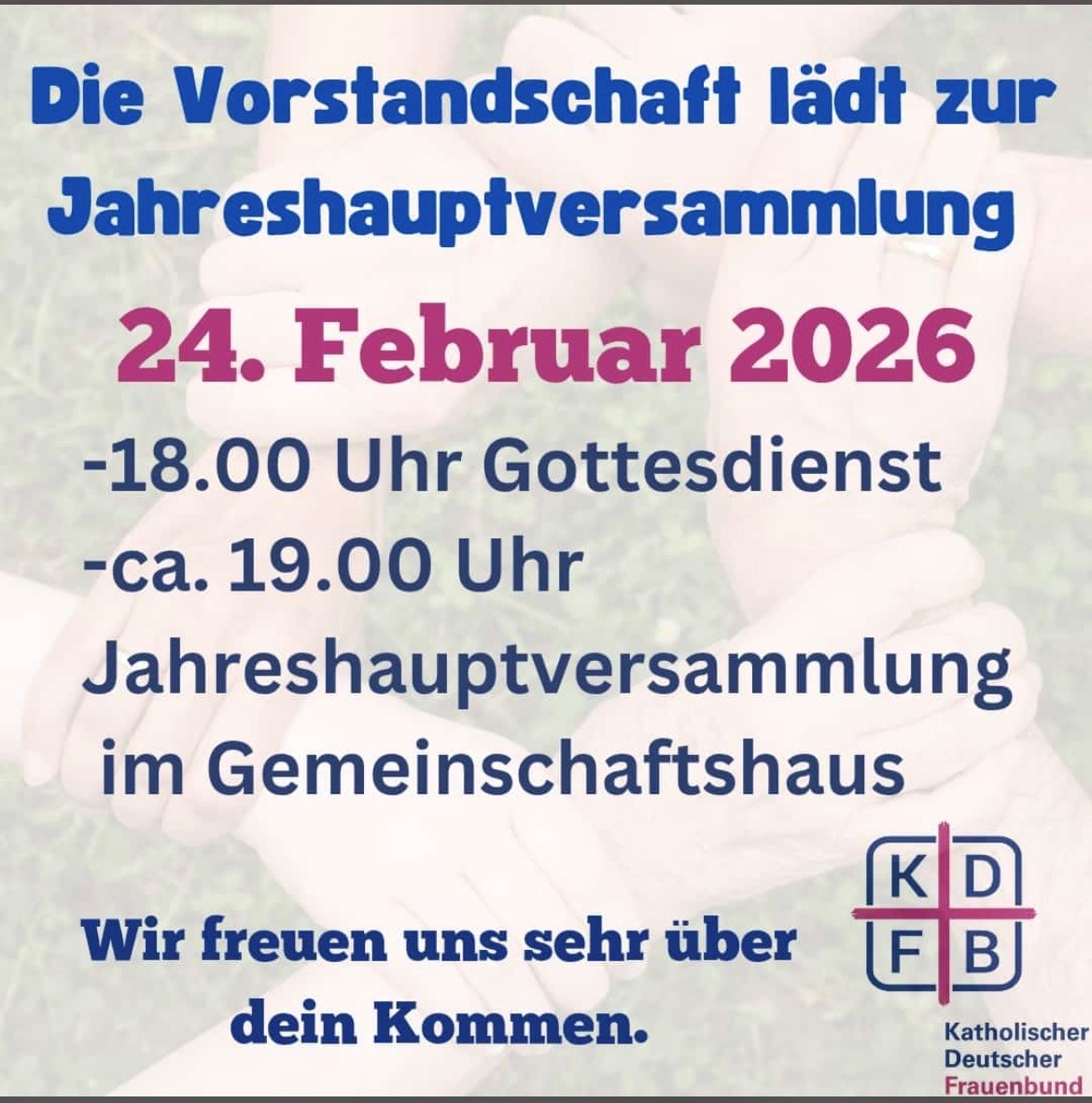 Biburg KDFB:  Einladung zur Jahresversammlung am 24. Februar 2026