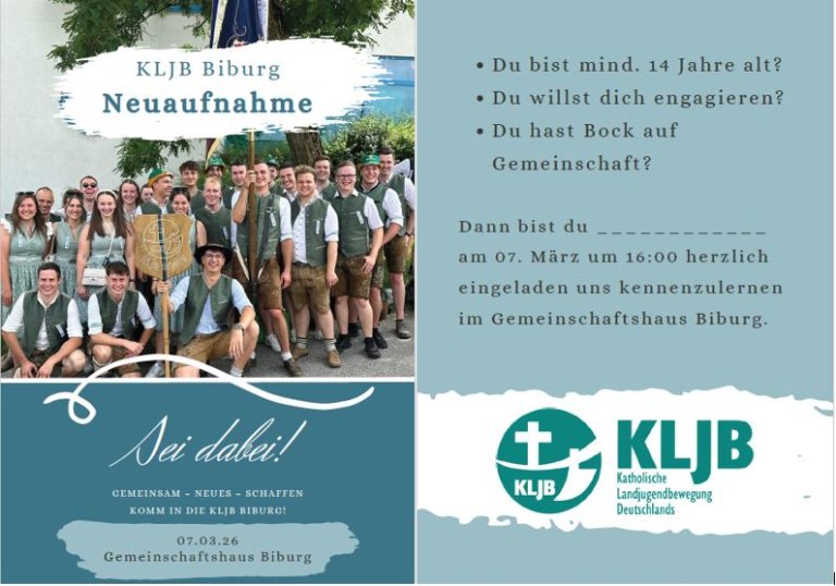 KLJB Biburg Neuaufnahme - Komm in die KLJB Biburg am 07.03.2026 im Gemeinschaftshaus Biburg